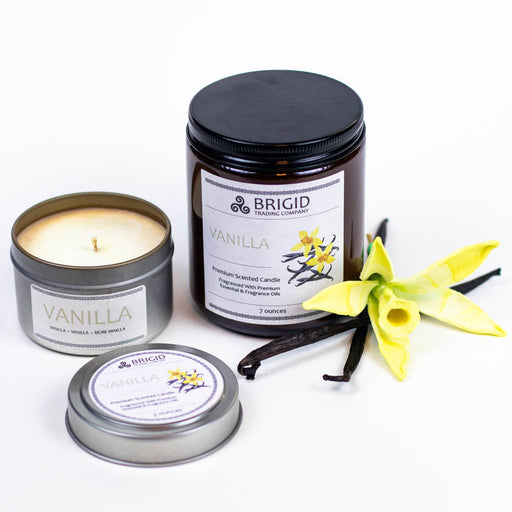 Brigid Trading Company Vanilla Soy Wax Candle - French, Tahitian, and Madagascar Vanillas Premium Scented Candle