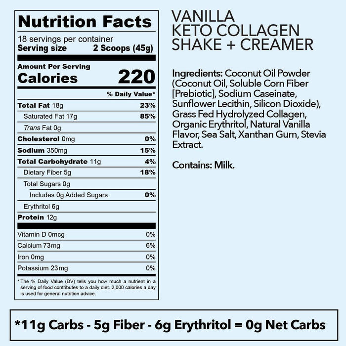 Vanilla Collagen Keto Shake + Creamer - 28.5oz