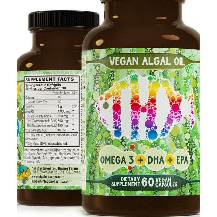 Hippie Farms - Hippie Farms - Vegan Algae Oil with DHA & EPA - The Better, Cruelty Free, Omega-3