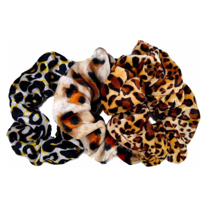 Threddies Velvet Faux Fur Leopard Scrunchies