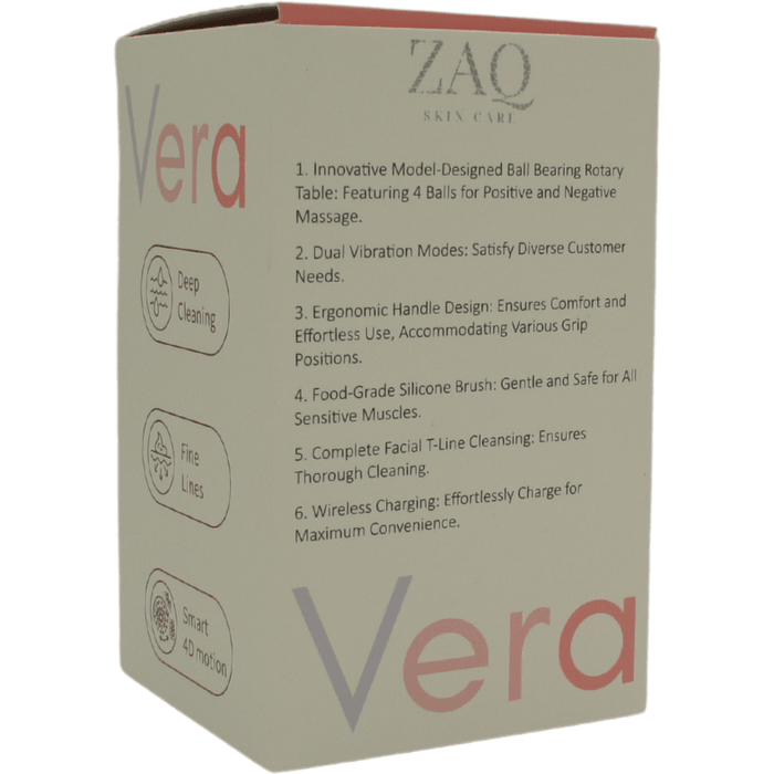 ZAQ Skin & Body - Vera Waterproof Facial Cleansing Brush With Pulse Acoustic Wave Vibration, And Magnetic Beads