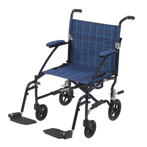 RIO Medical Supplies Fly Lite Ultra Lightweight Transport Wheelchair, Blue