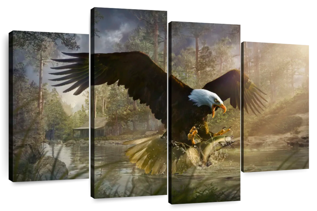 Bald Eagle Catching Fish Wall Art