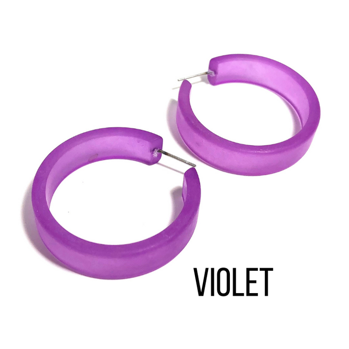 Portland Frosted Lucite Hoop Earrings