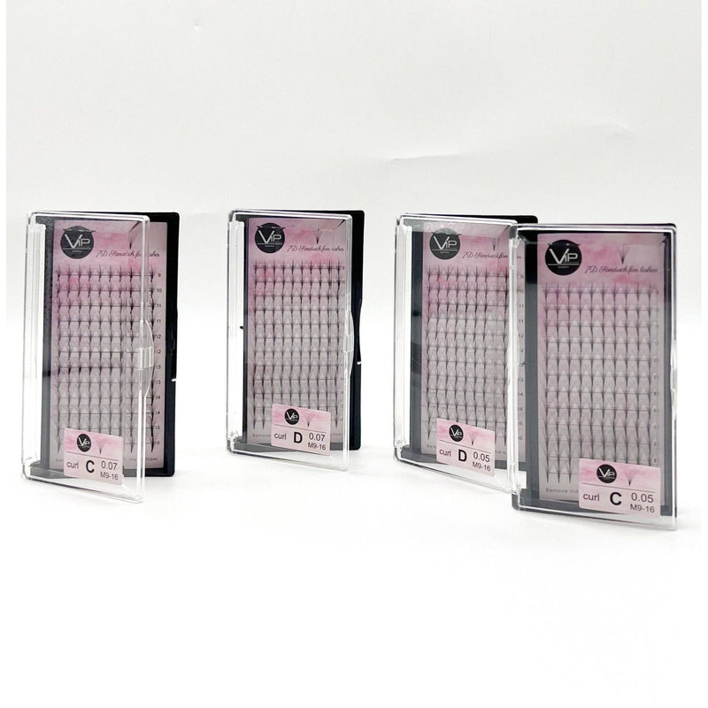 VIP Extensions VIP 7D Sandwich Fan Lashes 0.05 12 lines C Mix - D Mix - Regular and Large Trays False Eyelashes