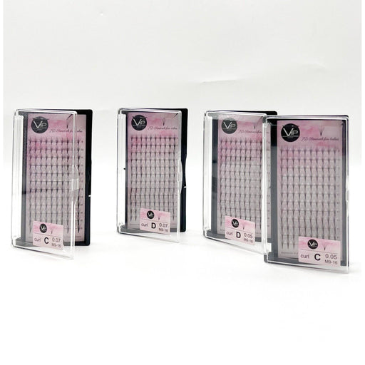 VIP Extensions VIP 7D Sandwich Fan Lashes 0.05 12 lines C Mix - D Mix - Regular and Large Trays False Eyelashes