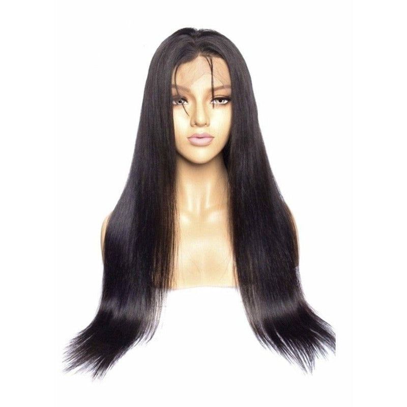 VIP Extensions VIP -Lace Front Wig - 100% Human Hair Natural Black (180 density) Straight Synthetic Lace Front Wig
