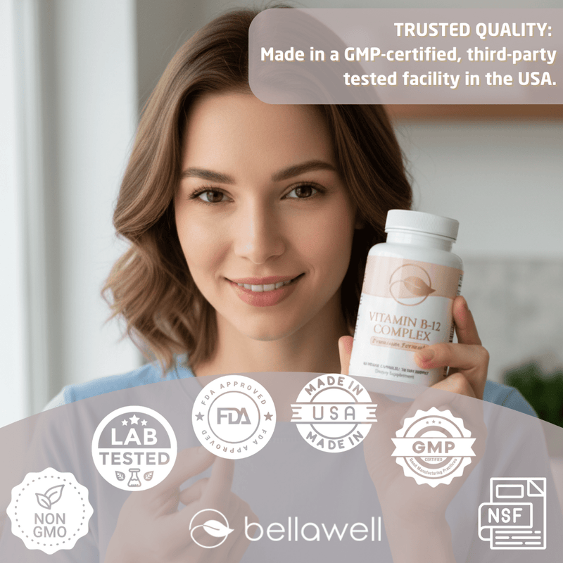 Bellawell Health Vitamin B-Complex With Folate by Bellawell Capsules Dark Gray