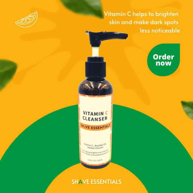 Shave Essentials Gentle Vitamin C Facial Cleanser for Anti-Aging Skincare Face Wash