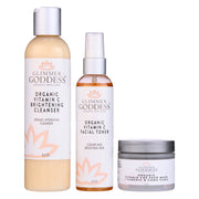 Glimmer Goddess® Organic Skin Care Vitamin C Brighter Skin 3-Step Cleansing Kit Gift Packs & Value Sets White Smoke