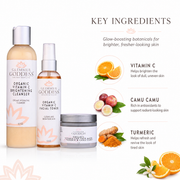 Glimmer Goddess® Organic Skin Care Vitamin C Brighter Skin 3-Step Cleansing Kit Gift Packs & Value Sets White Smoke