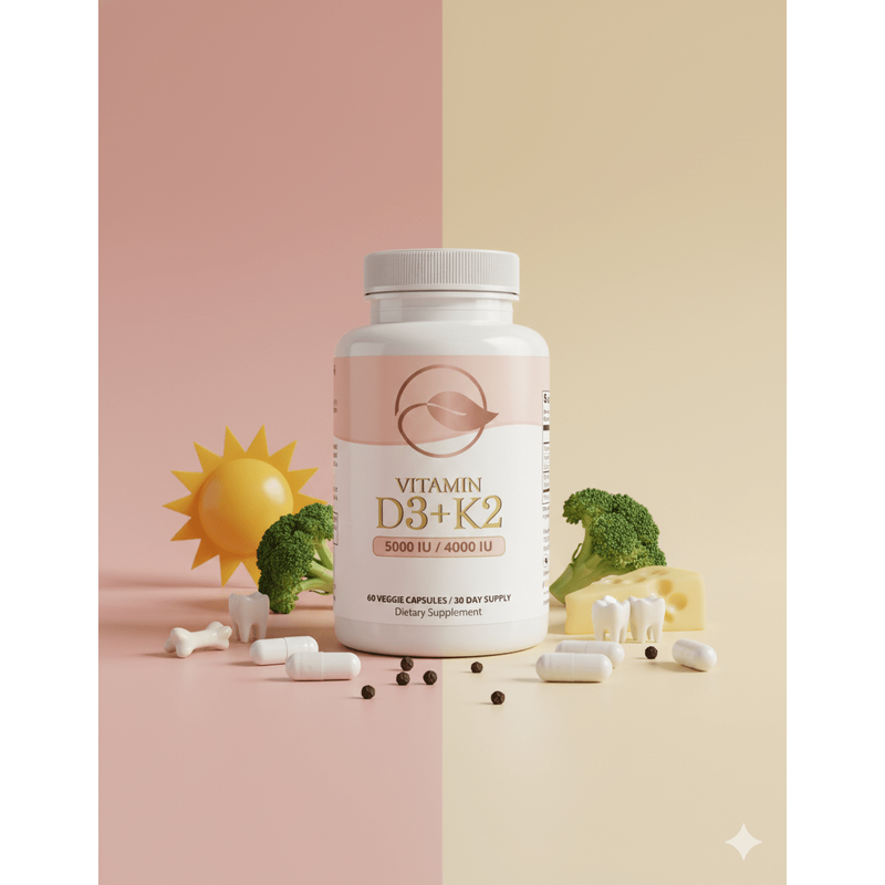 Bellawell Health Vitamin D3 & K2 - Sunshine Boost by Bellawell Capsules Rosy Brown