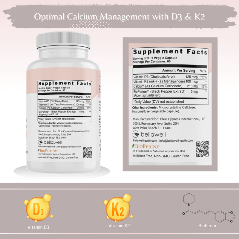 Bellawell Health Vitamin D3 & K2 - Sunshine Boost by Bellawell Capsules Dark Gray