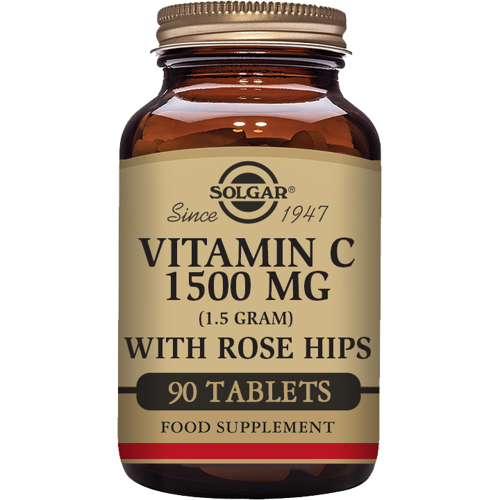 SOLGAR Solgar Vitamin C with Rose Hips Tablets, 1500 Mg, 90 Count / 5 Oz Vitamin C Supplement