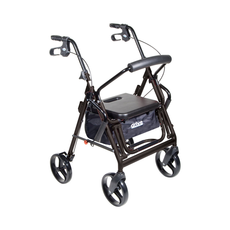 RIO Medical Supplies Duet Dual Function Transport Wheelchair Rollator Rolling Walker, Black
