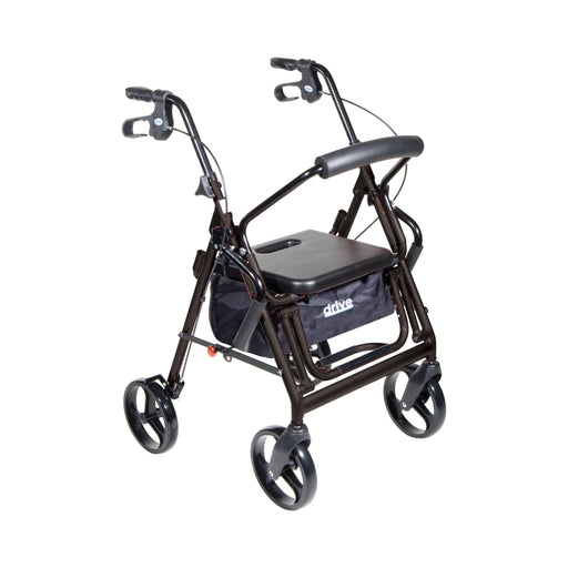 RIO Medical Supplies Duet Dual Function Transport Wheelchair Rollator Rolling Walker, Black