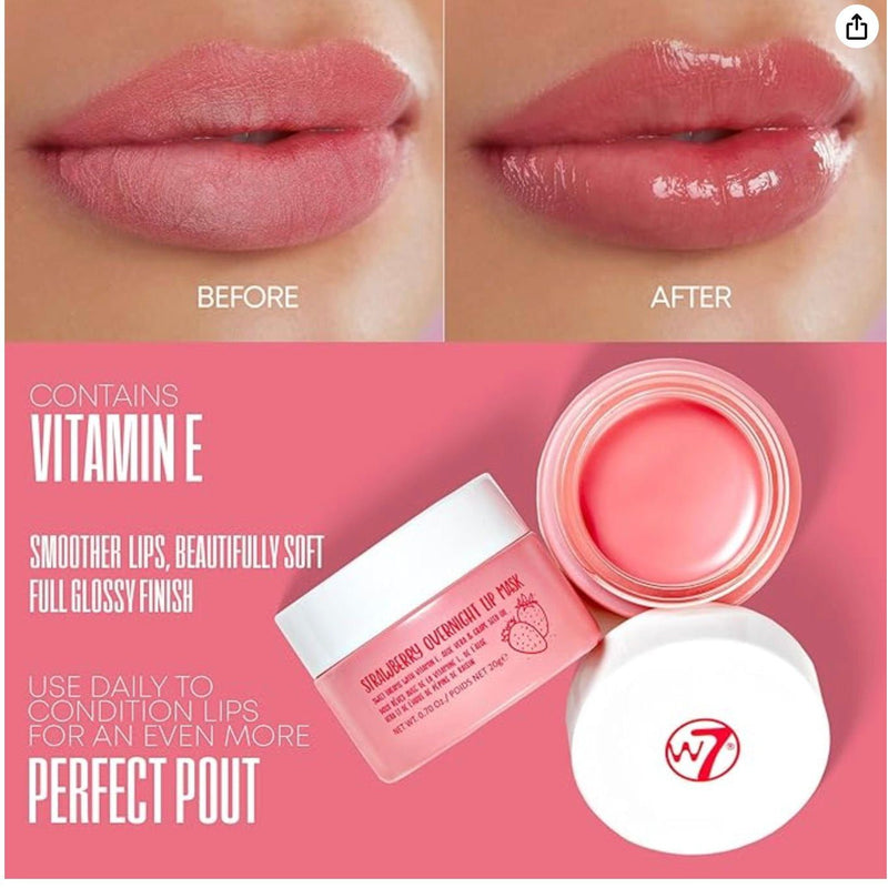 VIP Extensions W7 Sweet Dreams Overnight Strawberry Lip Mask - Vitamin E, Aloe Vera and Grape Seed Oil - For Hydrated, Full Looking & Irresistible Lips (B086DSRNR8) Beauty Supplies