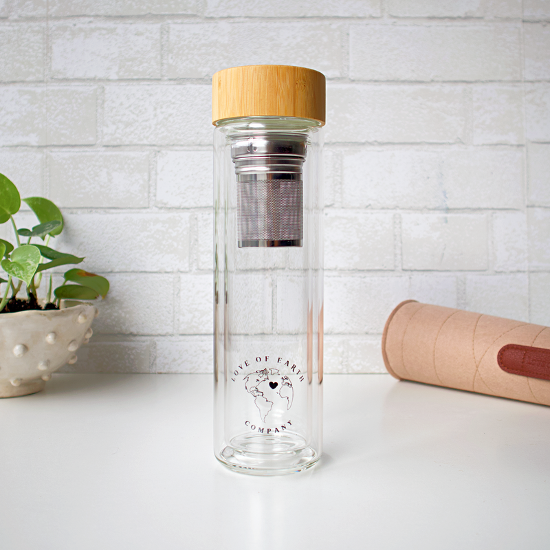 Love of Earth Co. Glass Tea + Coffee Infuser Bottle