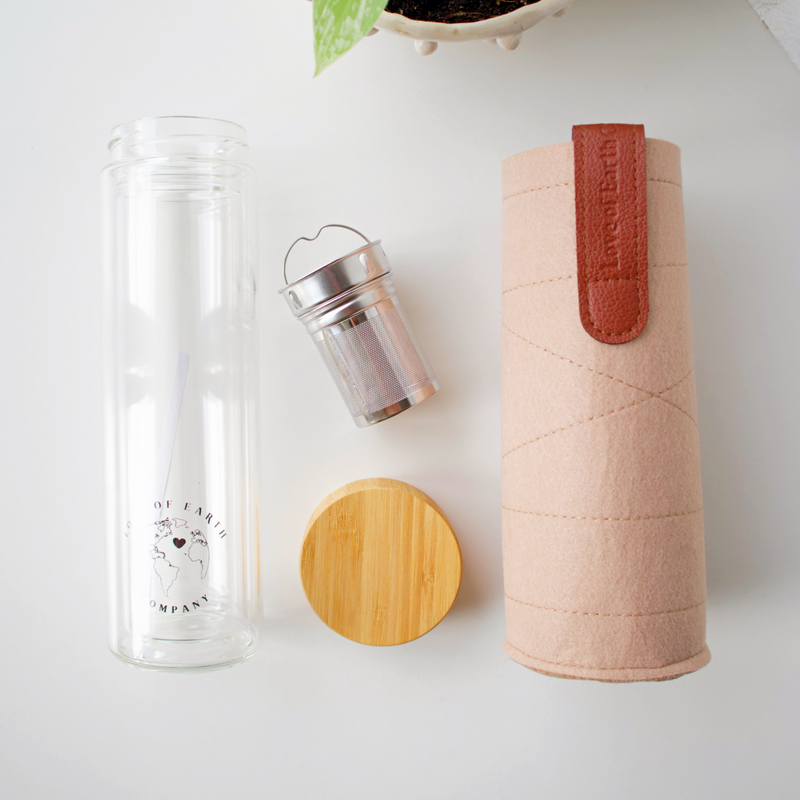 Love of Earth Co. Glass Tea + Coffee Infuser Bottle