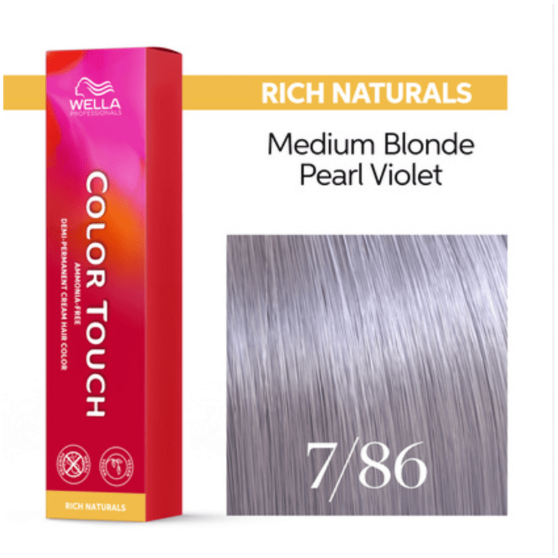 VIP Extensions Wella Color Touch Rich Naturals Hair Color - 7/86 - Medium Blonde / Pearl Violet Hair Care