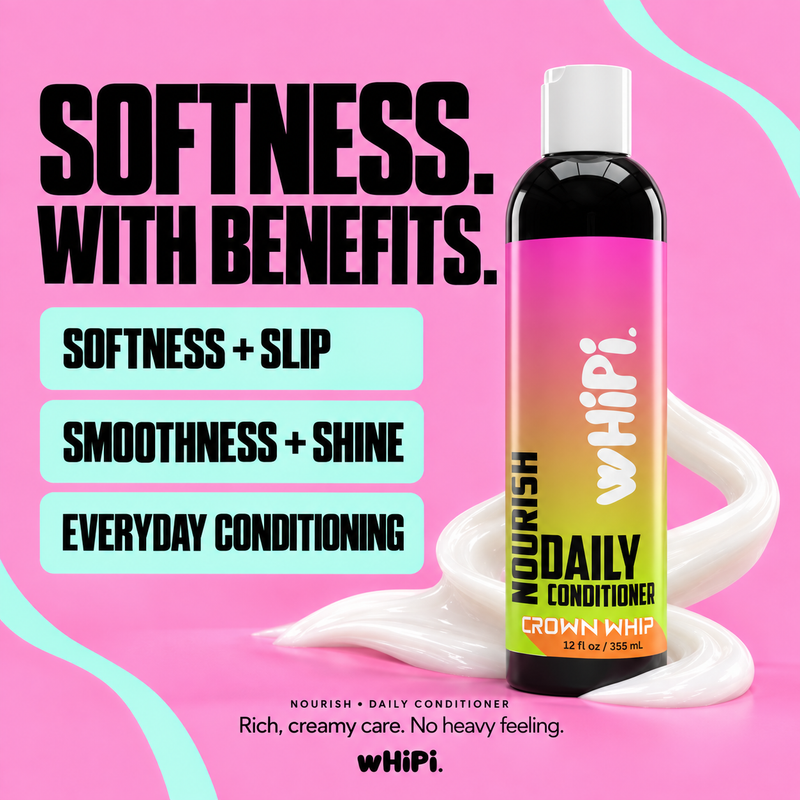 Whipi Co Nourish – Crown Whip Daily Conditioner Plum 12 oz Bag,12 oz Bottle,1 oz Sample
