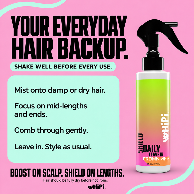 Whipi Co SHIELD- Crown Whip- Protection Mist Light Pink 8 oz,1 oz Sample,8 oz Bag Refill
