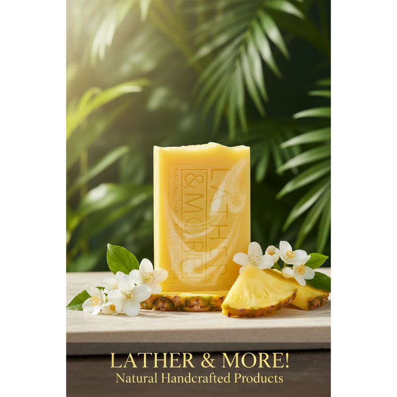 Lather and More! White Jasmine and Pineapple Soap Soap Dark Olive Green