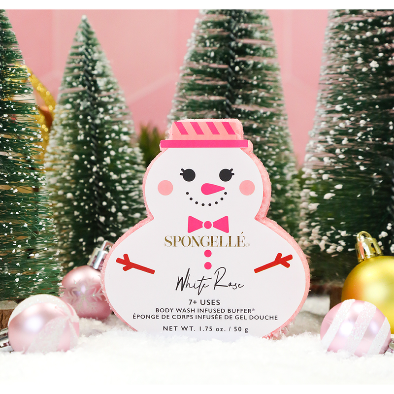 Spongellé White Rose | Holiday Snowman Body Wash Infused Buffer