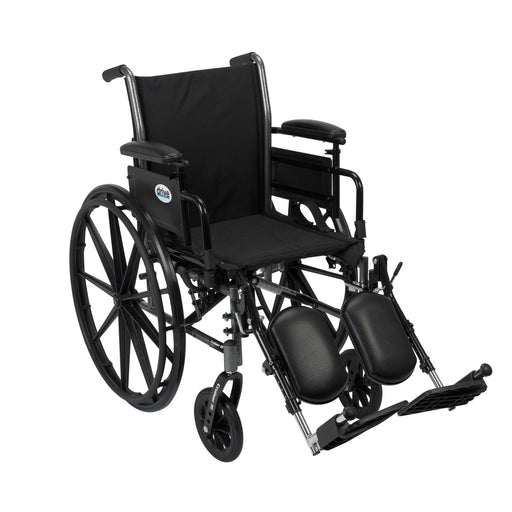 RIO Medical Supplies Cruiser III Light Weight Wheelchair with Flip Back Removable Arms, Adjustable Height Desk Arms, Elevating Leg Rests, 16"