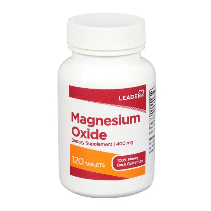 Leader Leader Magnesium Oxide 400 mg Tablets (120 Count) for Muscle & Bone Health Vitamins & Supplements