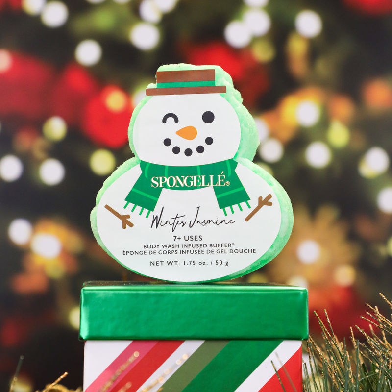 Spongellé Winter Jasmine | Holiday Snowman Body Wash Infused Buffer
