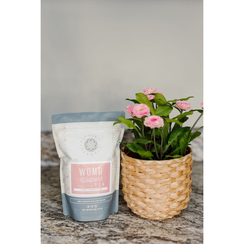 Euphoric Herbals Womb Wellness Prenatal Tea Herbal Tea Dark Gray 60 Cup Servings,30 Cup Servings