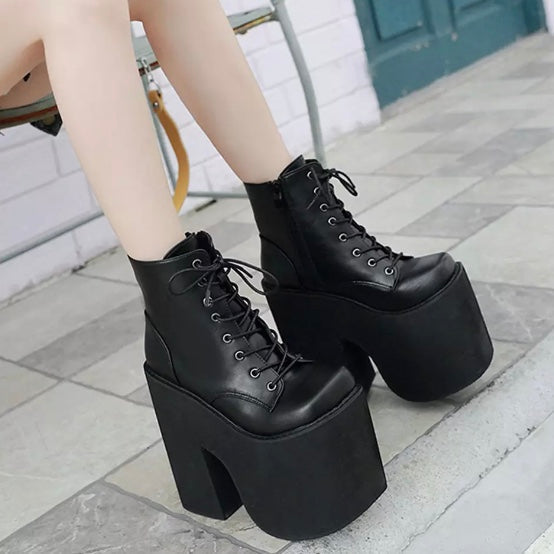 Women Platform Thick Sole Gothic Motorcycle Boots