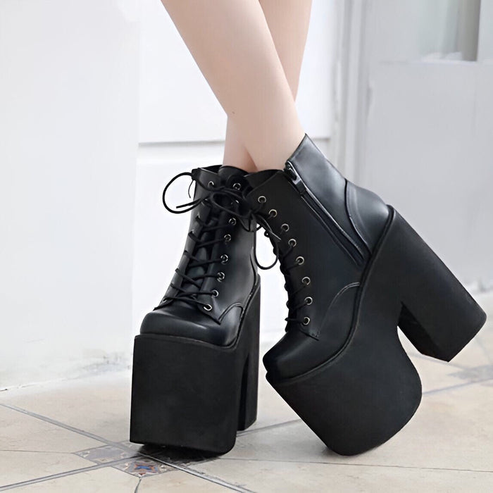 Women Platform Thick Sole Gothic Motorcycle Boots