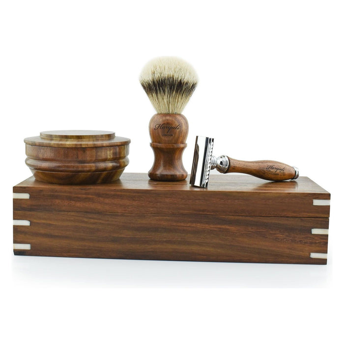 Haryali London Usa - Wood Box Shaving Gift Set For Men