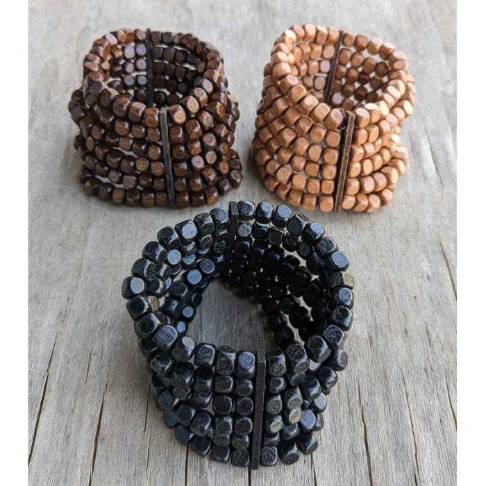 Threddies Wood Beaded Cluster Bracelets