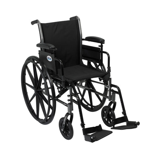 RIO Medical Supplies Cruiser III Light Weight Wheelchair with Flip Back Removable Arms, Adjustable Height Desk Arms, Swing away Footrests, 18"