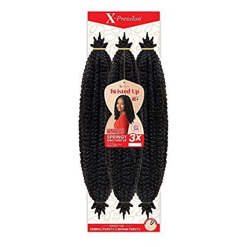 VIP Extensions X-Pression Braid Outre Crochet Braids X-Pression Twisted Up 3X Springy Afro Twist 24 in ( Color 2T1B/425 Hair Extension