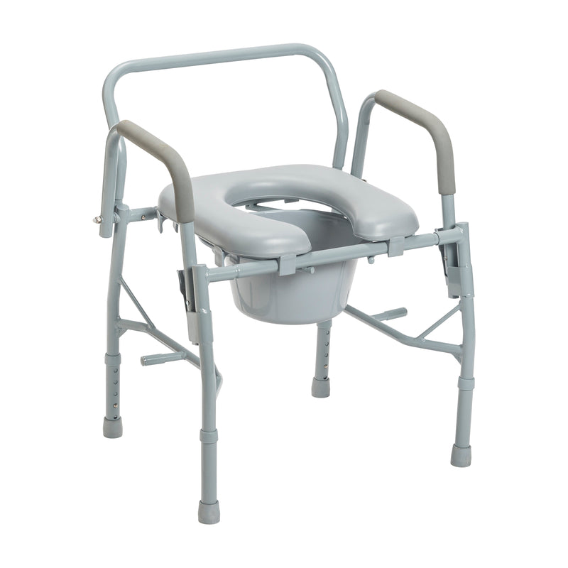 RIO Medical Supplies Steel Drop Arm Bedside Commode with Padded Seat and Arms