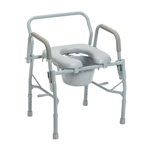 RIO Medical Supplies Steel Drop Arm Bedside Commode with Padded Seat and Arms