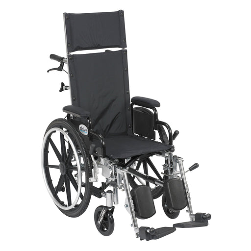 RIO Medical Supplies Viper Plus Light Weight Reclining Wheelchair with Elevating Leg Rests and Flip Back Detachable Arms, 14" Seat