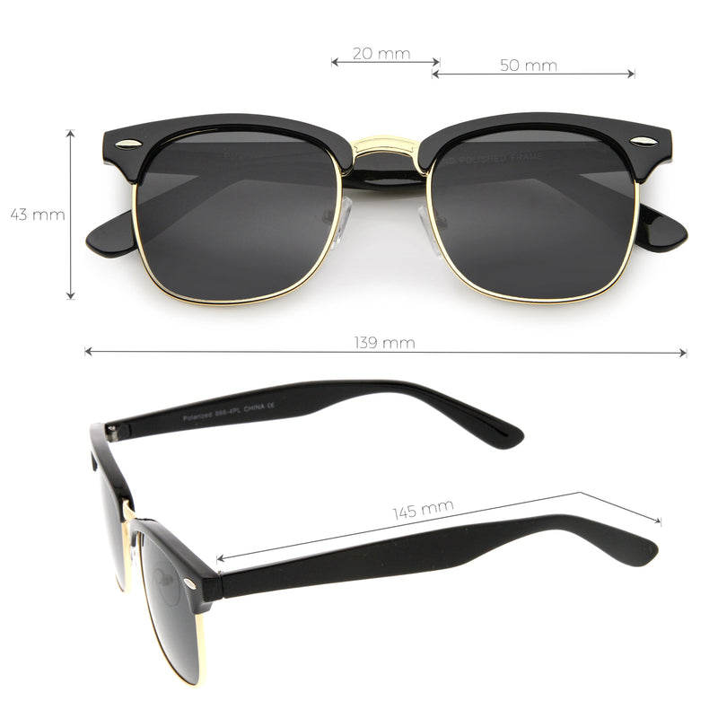 zeroUV Polarized Horn Rimmed Semi Rimless Sunglasses Square Lens C773 Sunglasses