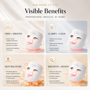 ZAQ Skin & Body Noor 2.0 Pro Light Face Mask: 1072nm Deep Infrared, Red & Blue Light (2026) Misty Rose