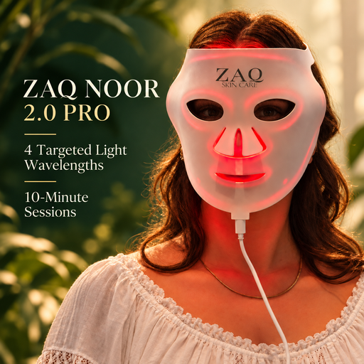 ZAQ Skin & Body Noor 2.0 Pro Light Face Mask: 1072nm Deep Infrared, Red & Blue Light (2026) Black