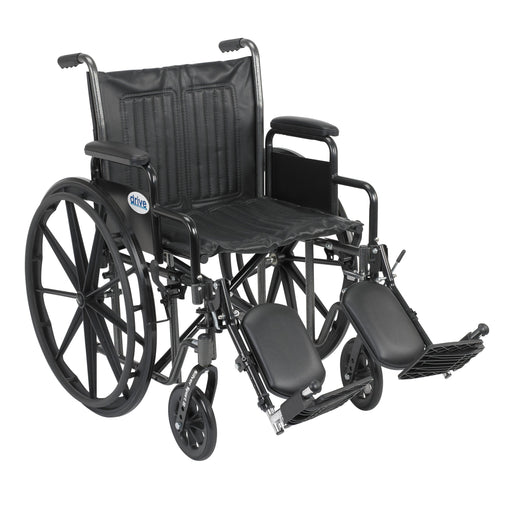 RIO Medical Supplies Silver Sport 2 Wheelchair, Detachable Desk Arms, Elevating Leg Rests, 20" Seat