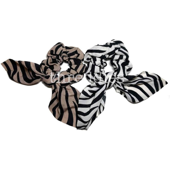 Threddies Zebra Stripe Scrunchies With Ties