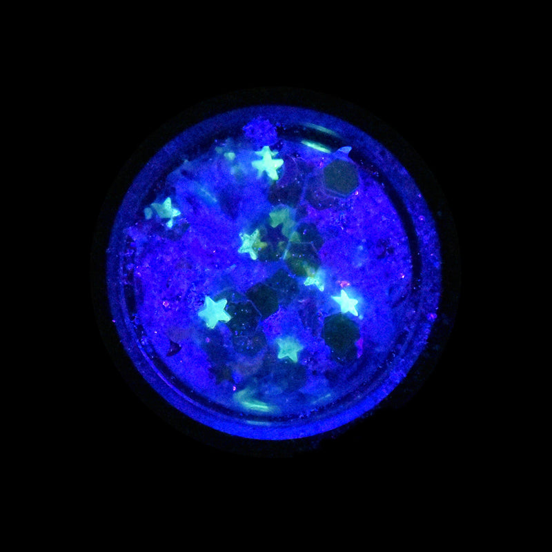 Lunautics Zenon - Chunky Purple Glitter with Glow-in-Dark Stars and Silver Moons Chunky Glitter
