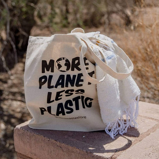 ZeroWasteStore.com More Planet Less Plastic Organic Tote Bag Shopping Totes