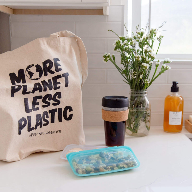 ZeroWasteStore.com More Planet Less Plastic Organic Tote Bag Shopping Totes