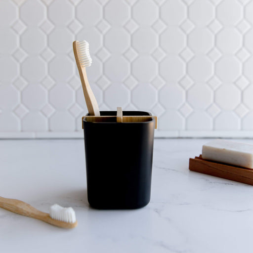 ZeroWasteStore.com Zero Waste Brush Holder- Bamboo Fiber & Corn Starch, White or Black Bathroom Accessories